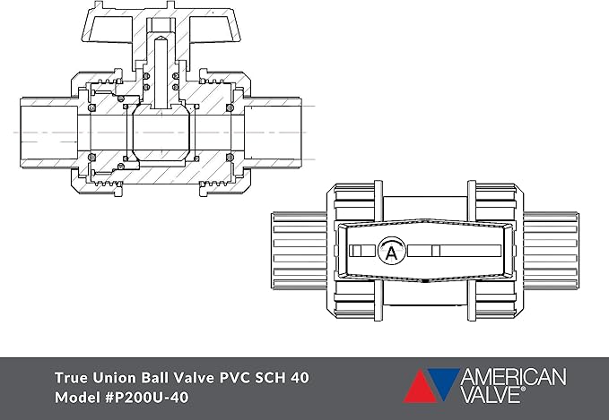 1" PVC True Union Ball Valve White